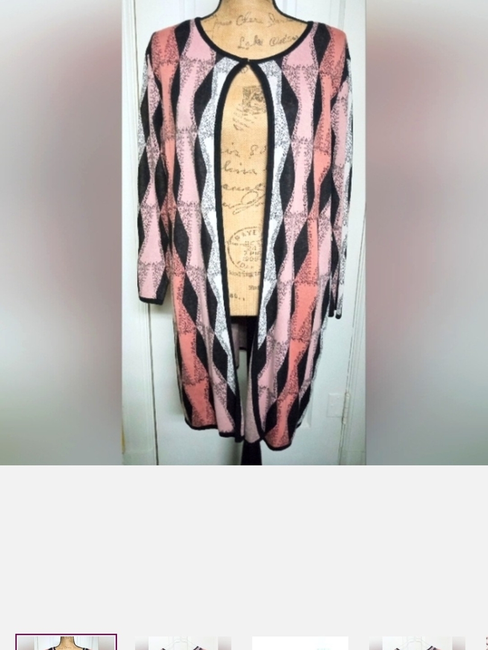 Women's Kasper Pink Quartz Diamond Cardigan Sweater